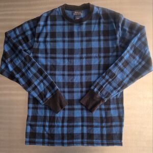 Polo Ralph Lauren vintage 90s Y2K Blue Black Buffalo Check plaid Waffle Shirt Sm